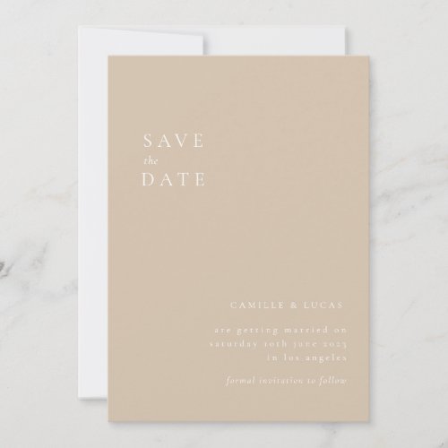 Beige Minimalist Text and Photo Save the date Invitation