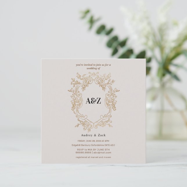 Beige Minimalist WEDDING INVITATION CARD (Standing Front)