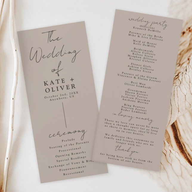 Beige Minimalist Wedding Program (Creator Uploaded)