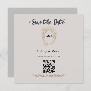Beige Minimalist WEDDING QR SCAN CARD