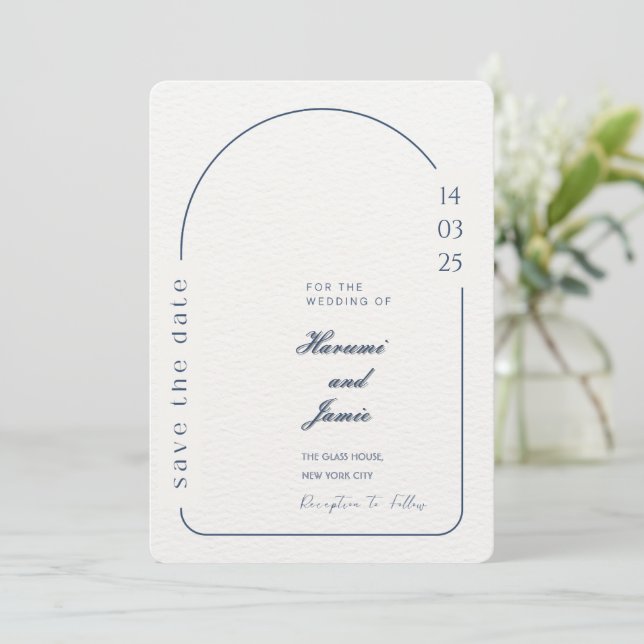 Beige Minimalist Wedding Save the Date Invitation  (Standing Front)