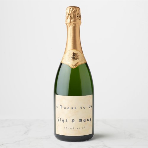 Beige Minimalist Wedding Sparkling Wine Label