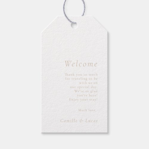 Beige minimalist Wedding Welcome Gift Tags