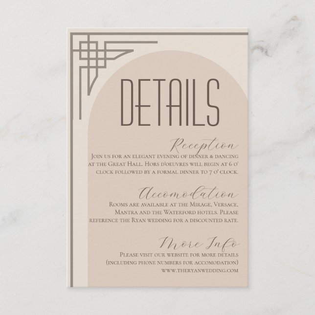 Beige Modern Deco Arch Enclosure Card (Front)