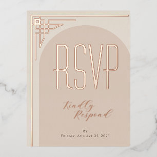 Beige Modern Deco Arch Foil RSVP Card