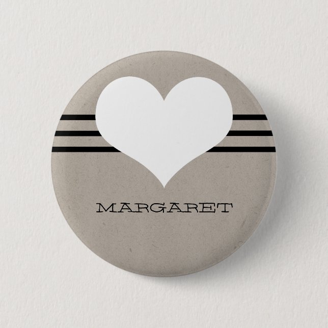 Beige Modern Heart Button (Front)