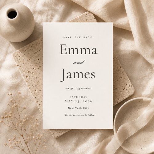 Beige Modern Minimal Save the Date Invitation