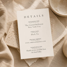 Beige Modern Minimal Wedding Details Card