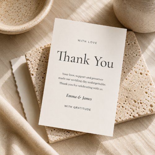 Beige Modern Minimal Wedding Thank You Card