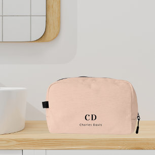 Beige modern monogram initials name dopp kit