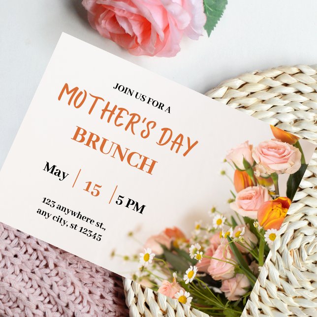 Beige Modern Mother's Day Party Invitation (Creator Uploaded)