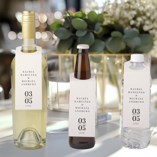 Beige Modern Simpel Wedding  Bottle Hanger Tag (Creator Uploaded)