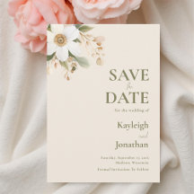 Beige Modern Watercolor Floral Wedding 