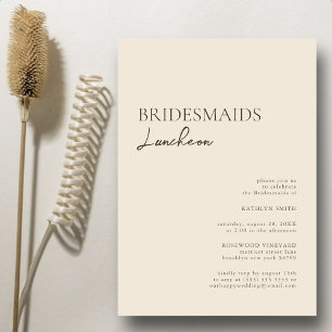 Beige Modern Whimsical Script Bridesmaids Luncheon Invitation