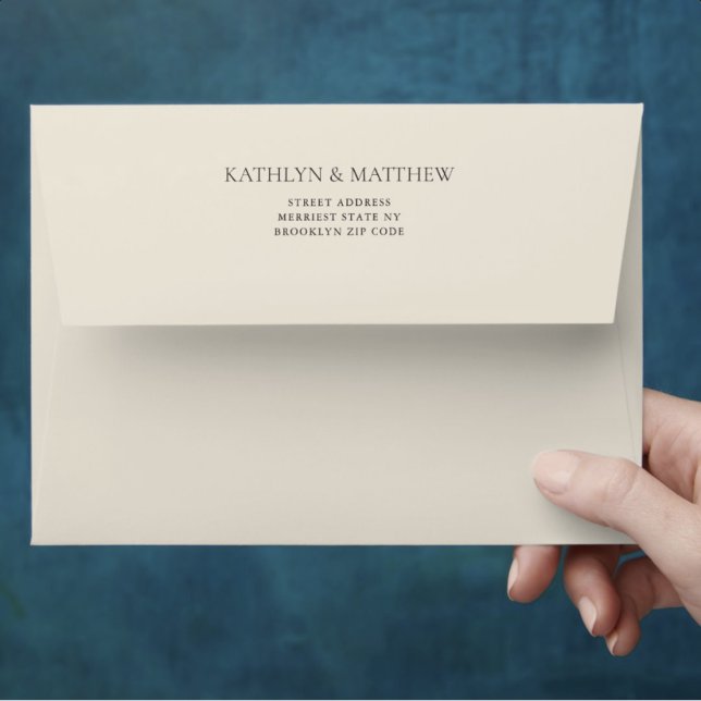 Beige Modern Whimsical Script Minimalist Wedding Envelope (Creator Uploaded)