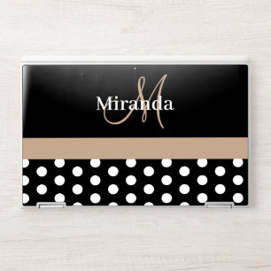 Beige Monogram Black White Polka Dot HP Laptop Skin