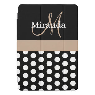 Beige Monogram Black White Polka Dot iPad Pro Cover