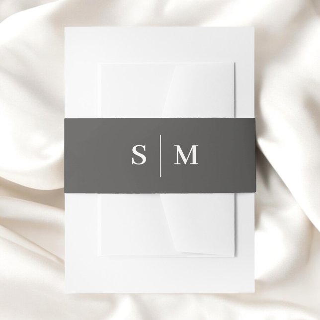 Beige Monogram Classic Elegant Invitation Belly Band (Creator Uploaded)