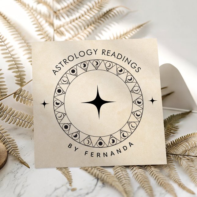 Beige Moon Cycle Astrology Readings Spiritual Sand Square Business Card (Creator Uploaded)