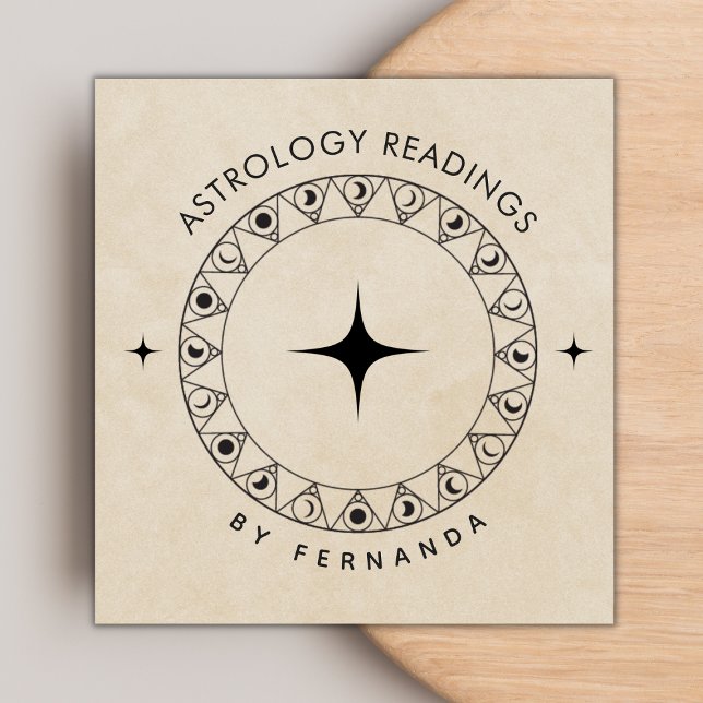 Beige Moon Cycle Astrology Readings Spiritual Sand Square Business Card (Creator Uploaded)