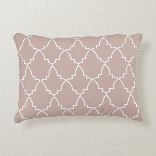 Beige Moroccan Lattice Pattern Accent Pillow (Front)