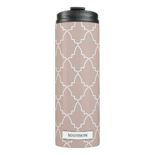 Beige Moroccan Lattice Pattern  Thermal Tumbler