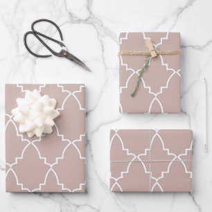 Beige Moroccan Lattice Pattern Wrapping Paper Sheets