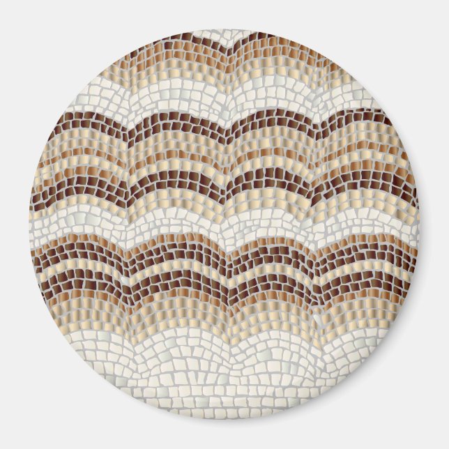 Beige Mosaic Large Round Magnet (Front)