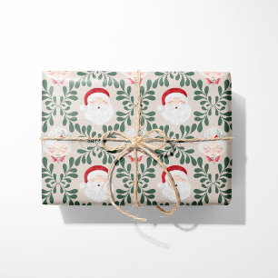 Beige Mr. & Mrs. Claus Christmas Wrapping Paper