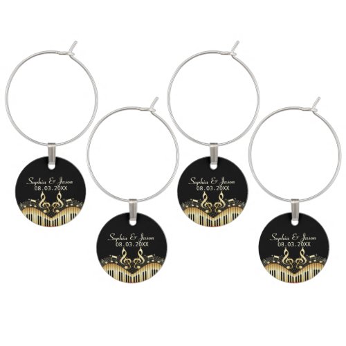 Beige Musical Notes Wine Charm