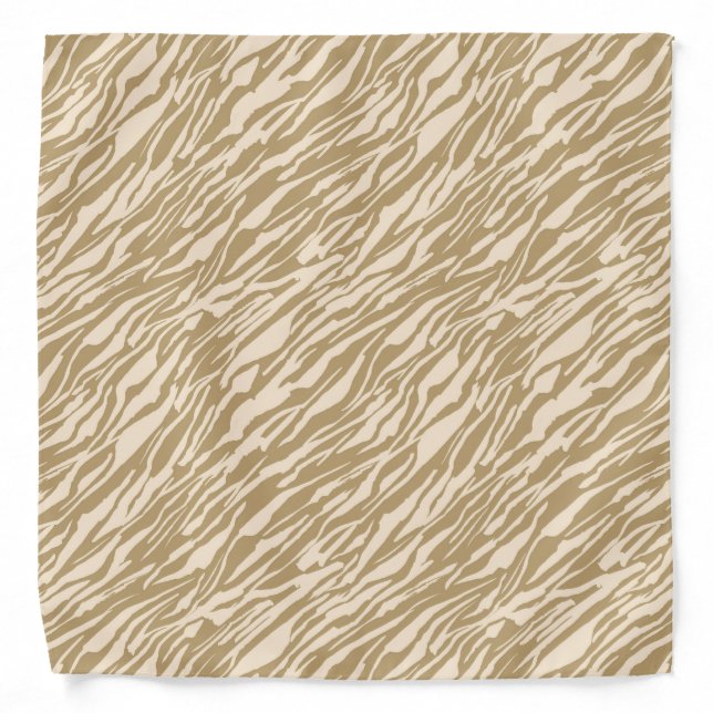 Beige & Mustard Abstract Animal Fur Pattern Bandana (Front)