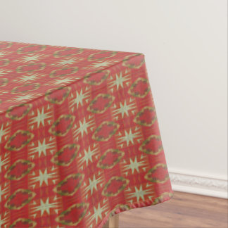 Beige Mustard Green Brown Red Orange Tribal Art Tablecloth