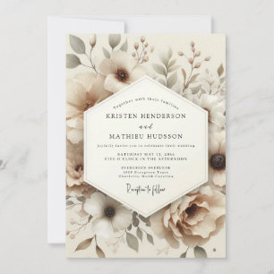 Beige Muted Anemone Wedding Invitation