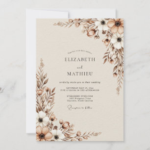 Beige Muted Woodland Wedding Invitation