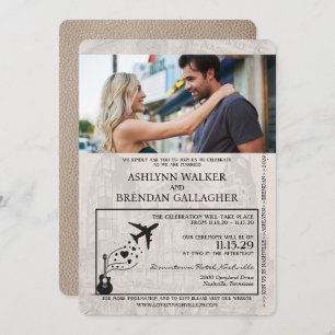Beige Nashville Passport Wedding Invitation
