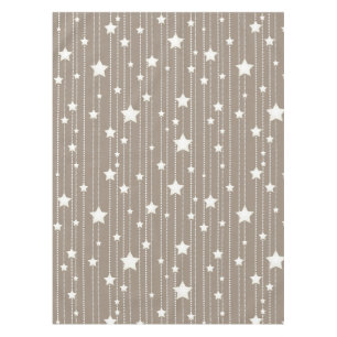 Beige natural and white stars garland seasonal tablecloth