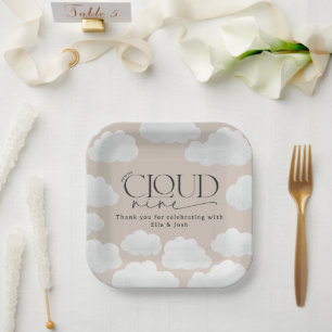 Beige natural cloud nine shower modern stylish paper plates
