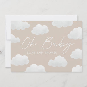 Beige natural Oh Baby shower modern stylish Invitation