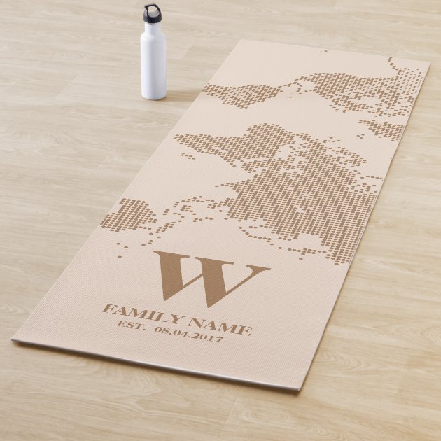 Beige Nature Earth Color World Map Yoga Mat
