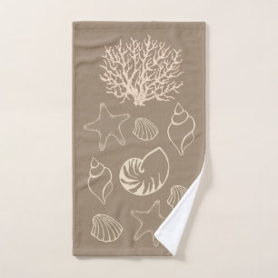 Beige Nautical Seashells Bath Towel Set
