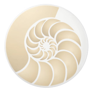 Beige Nautilus Coastal Style Ceramic Knob