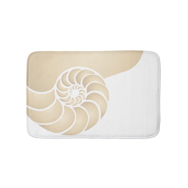Beige Nautilus Nautical Seaside Bathroom Mat (Front)