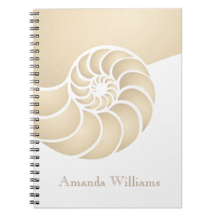 Beige Nautilus Shell Custom Nautical Notebook