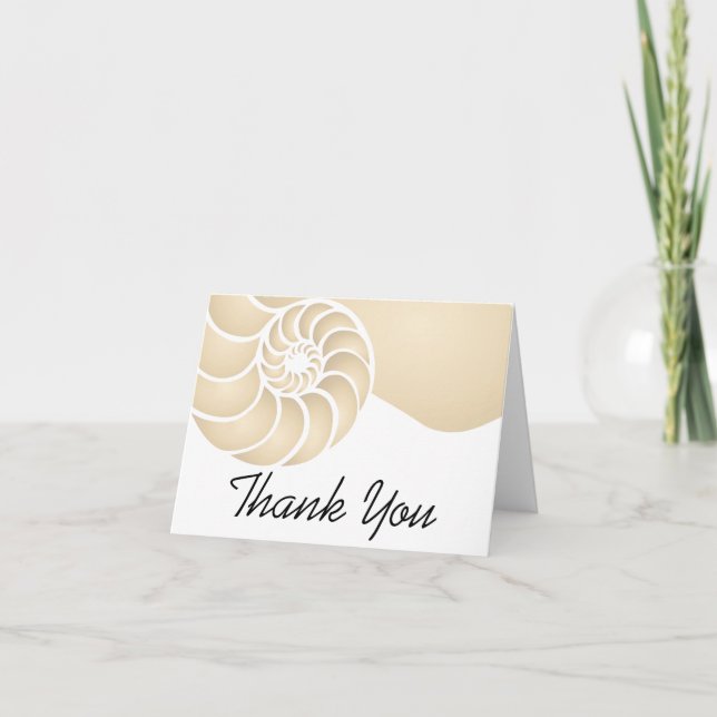 Beige Nautilus Shell Thank You Card (Front)