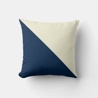 Beige & Navy Blue Diagonal Throw Pillow