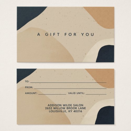 Custom Gift Certificates 9 Beige Navy Blue Modern Abstract Shapes Gift Card