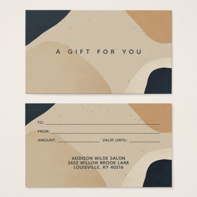 Beige Navy Blue Modern Abstract Shapes Gift Card (Front & Back)