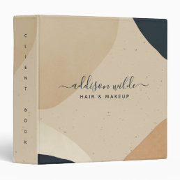 Beige Navy Blue Modern Abstract Shapes Neutral 3 Ring Binder