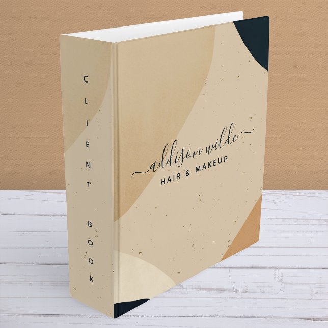 Beige Navy Blue Modern Abstract Shapes Neutral 3 Ring Binder (Creator Uploaded)