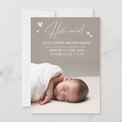 Beige Neutral Baby Birth Announcement